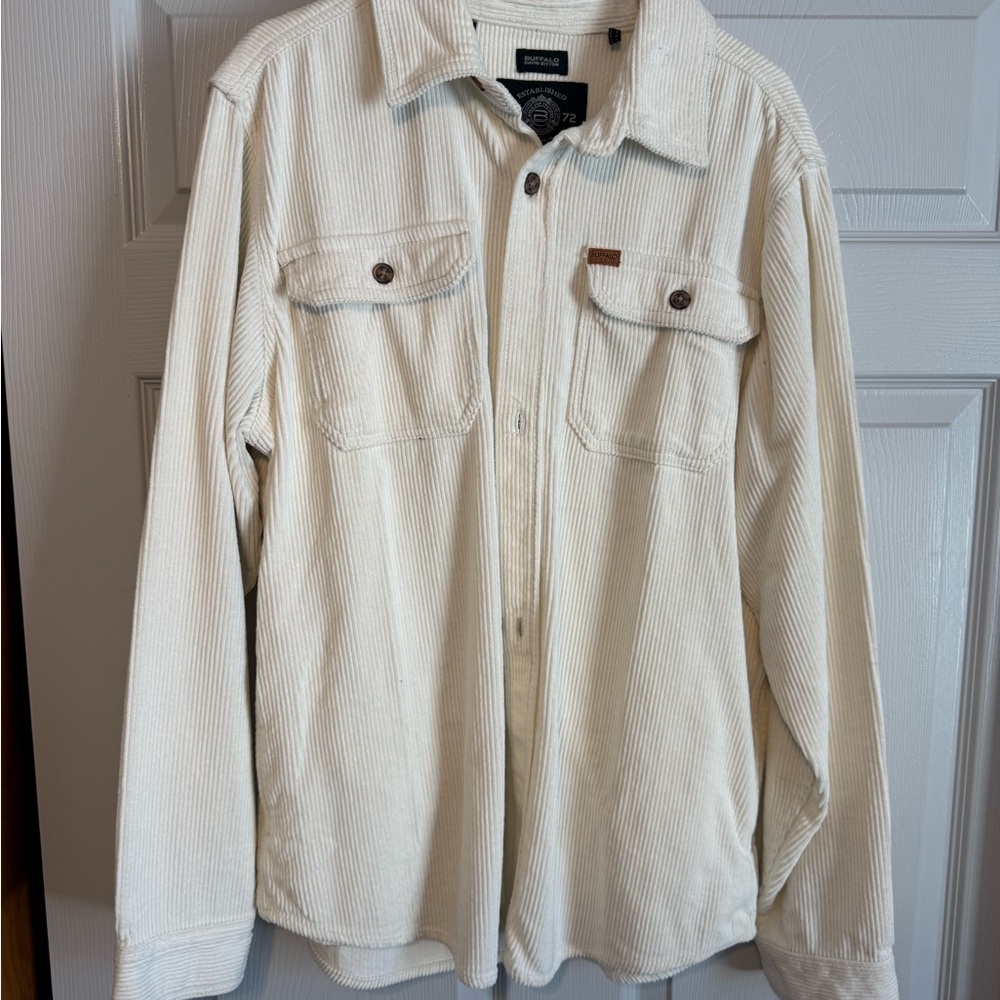 Buffalo David Bitton Men's Cream Corduroy Shirt Jacket